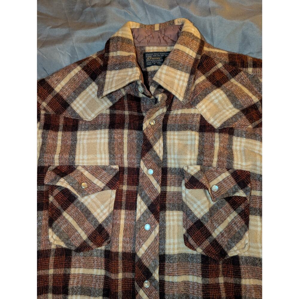 Vintage JC Penny Wool Flannel Button Down Shirt 15 1/2 33 Small